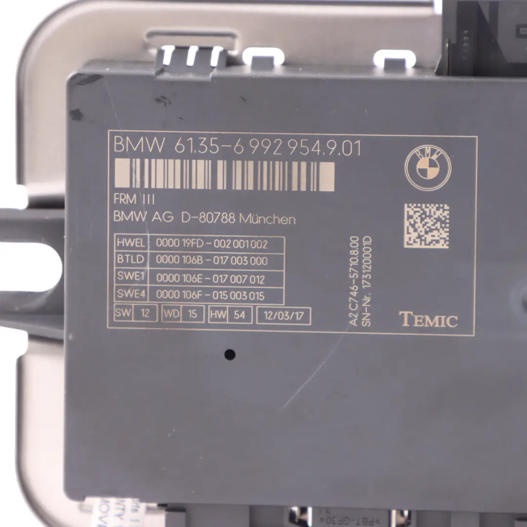 Footwell Light Module FRM III Control Unit to BMW X4 F26 with Part number 6992954 BMW X4 F26 Footwell Light Module FRM III Control Unit - SKU 6992954 - Part number 6992954