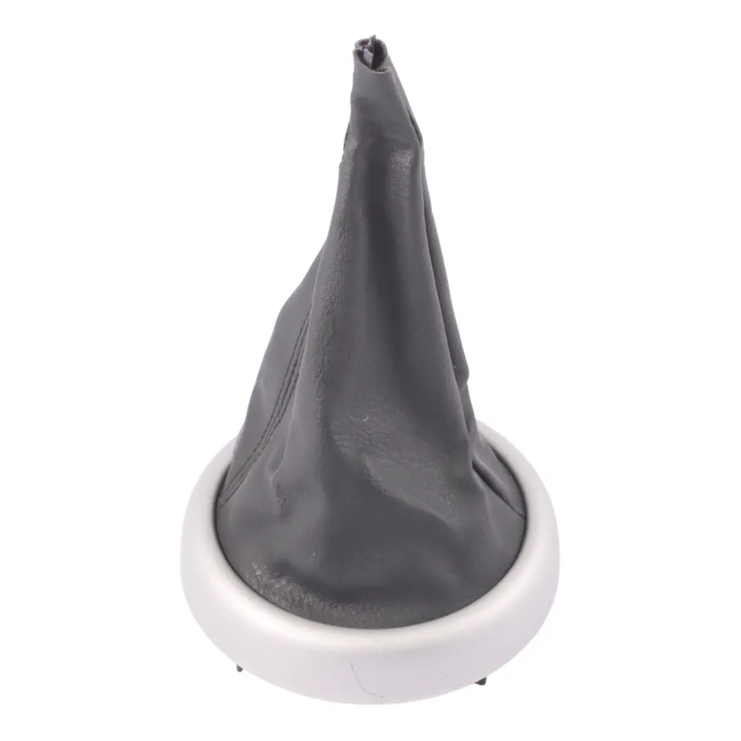 Trim Ring Silver Gearshift Lever Boot Panther Black to Mini R50 R52 with Part number 7052157 Mini R50 R52 Trim Ring Silver Gearshift Lever Boot Panther Black - SKU 7052157-3 - Part number 7052157