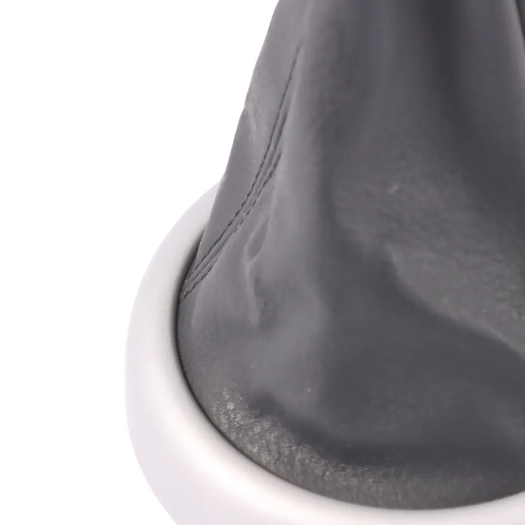 Trim Ring Silver Gearshift Lever Boot Panther Black to Mini R50 R52 with Part number 7052157 Mini R50 R52 Trim Ring Silver Gearshift Lever Boot Panther Black - SKU 7052157-3 - Part number 7052157