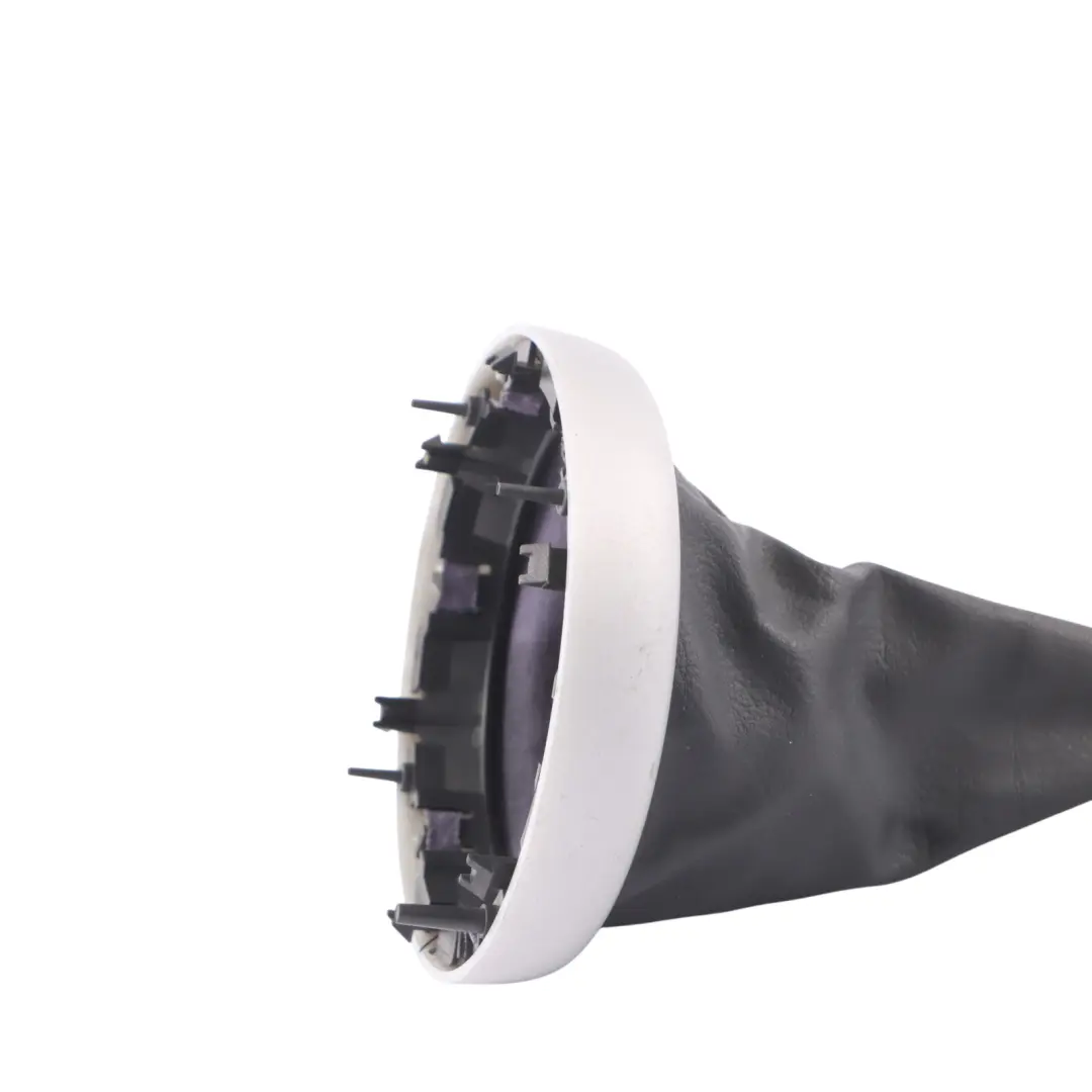 Trim Ring Silver Gearshift Lever Boot Panther Black to Mini R50 R52 with Part number 7052157 Mini R50 R52 Trim Ring Silver Gearshift Lever Boot Panther Black - SKU 7052157-3 - Part number 7052157