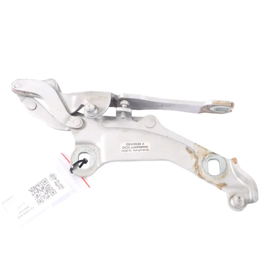 Cerniera Cofano Anteriore Bianco Argento A62 Destra 2751204 per Mini R55 R56 R57 con numero di parte 7211640 Mini R55 R56 R57 Cerniera Cofano Anteriore Bianco Argento A62 Destra 2751204 - SKU 7211640-WS - Numero di parte 7211640