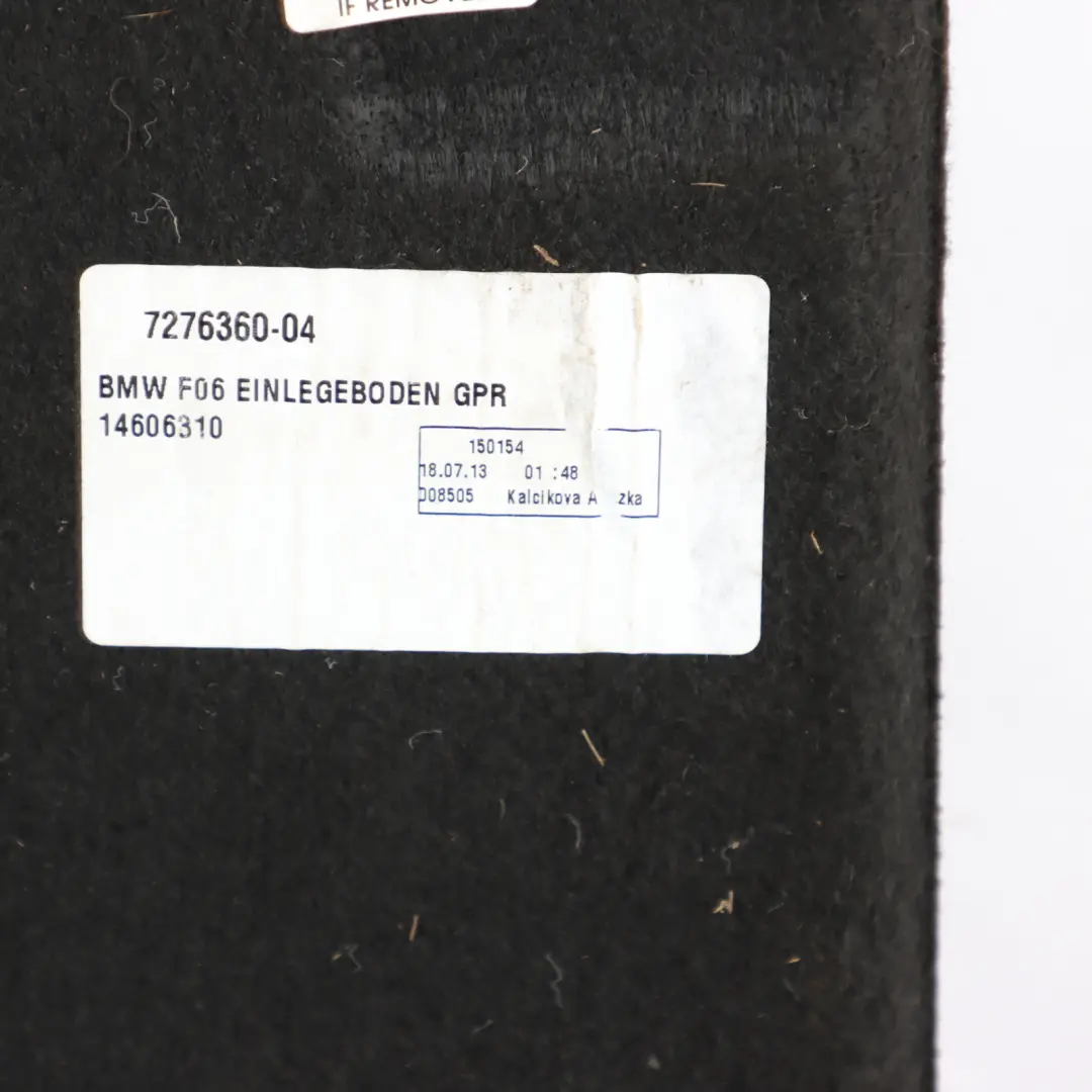 BMW F06 Gran Coupe Trunk Boot Floor Liner Panel Trim Alfombra Negro - SKU 7276360 - Número de pieza 7276360