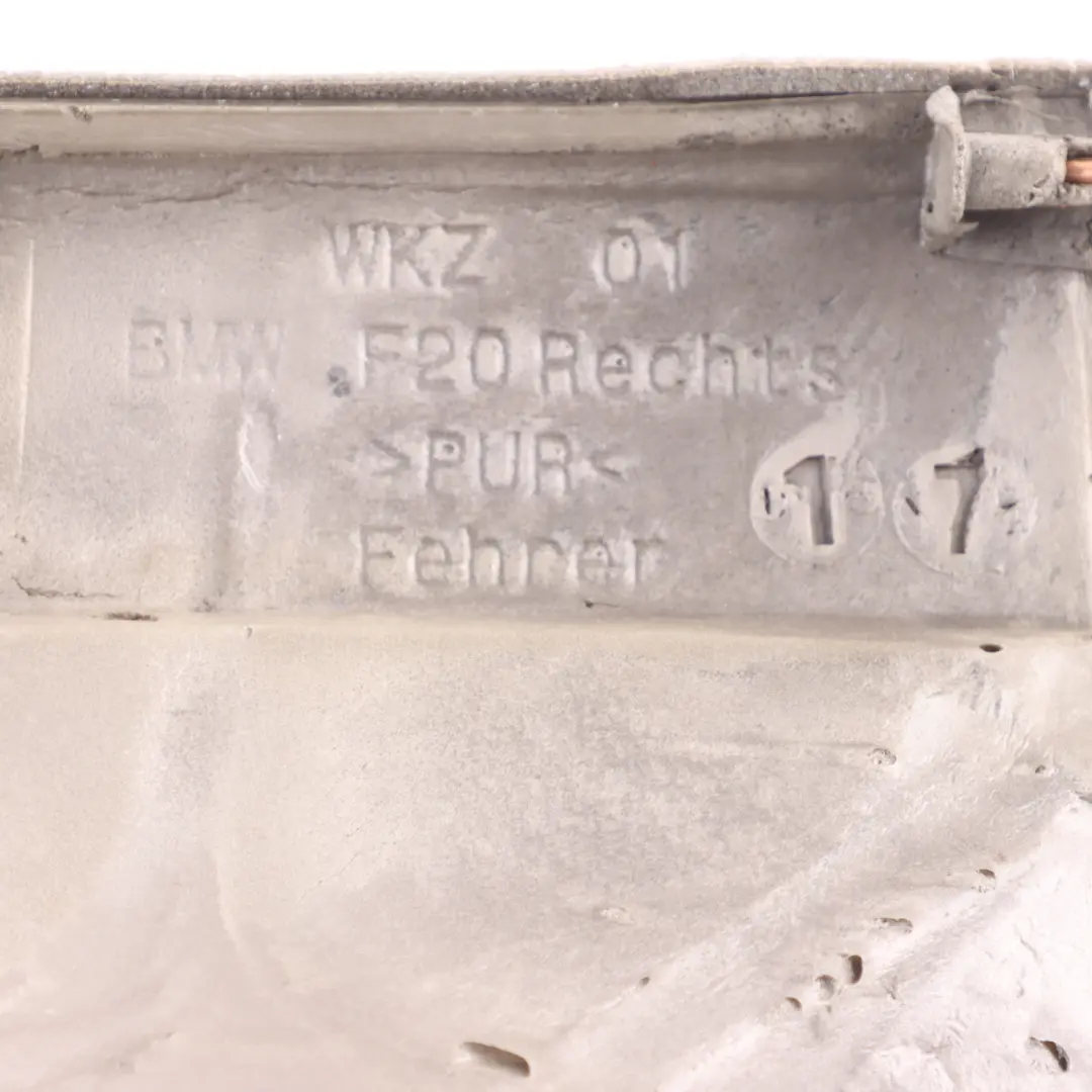 Right O/S Side Finisher Leather Cover Pearl Grey to BMW F20 F21 Rear Seat with Part number 7291238 BMW F20 F21 Rear Seat Right O/S Side Finisher Leather Cover Pearl Grey - SKU 7291238 - Part number 7291238