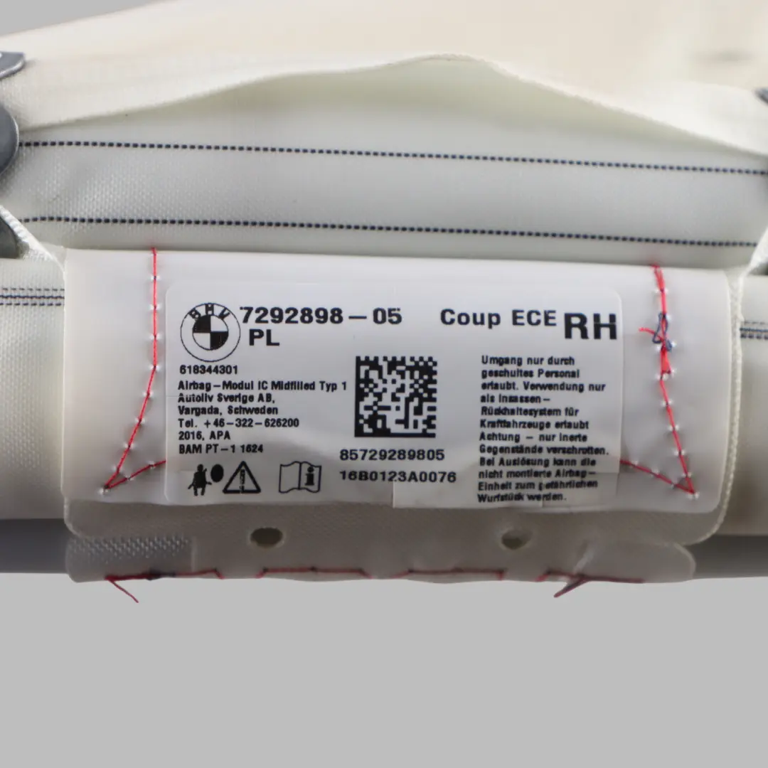 BMW F22 F32 F87 M2 F82 M4 Derecho Air Module de cabeza Cortina de techo - SKU 7292898 - Número de pieza 7292898