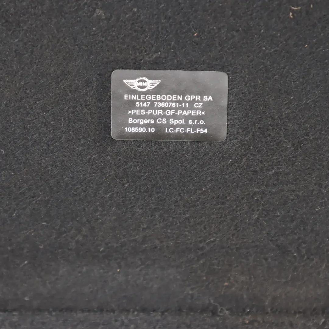 Trunk Boot Floor Panel Cover Trim Carpet Black to Mini Clubman F54 with Part number 7360761 Mini Clubman F54 Trunk Boot Floor Panel Cover Trim Carpet Black - SKU 7360761 - Part number 7360761