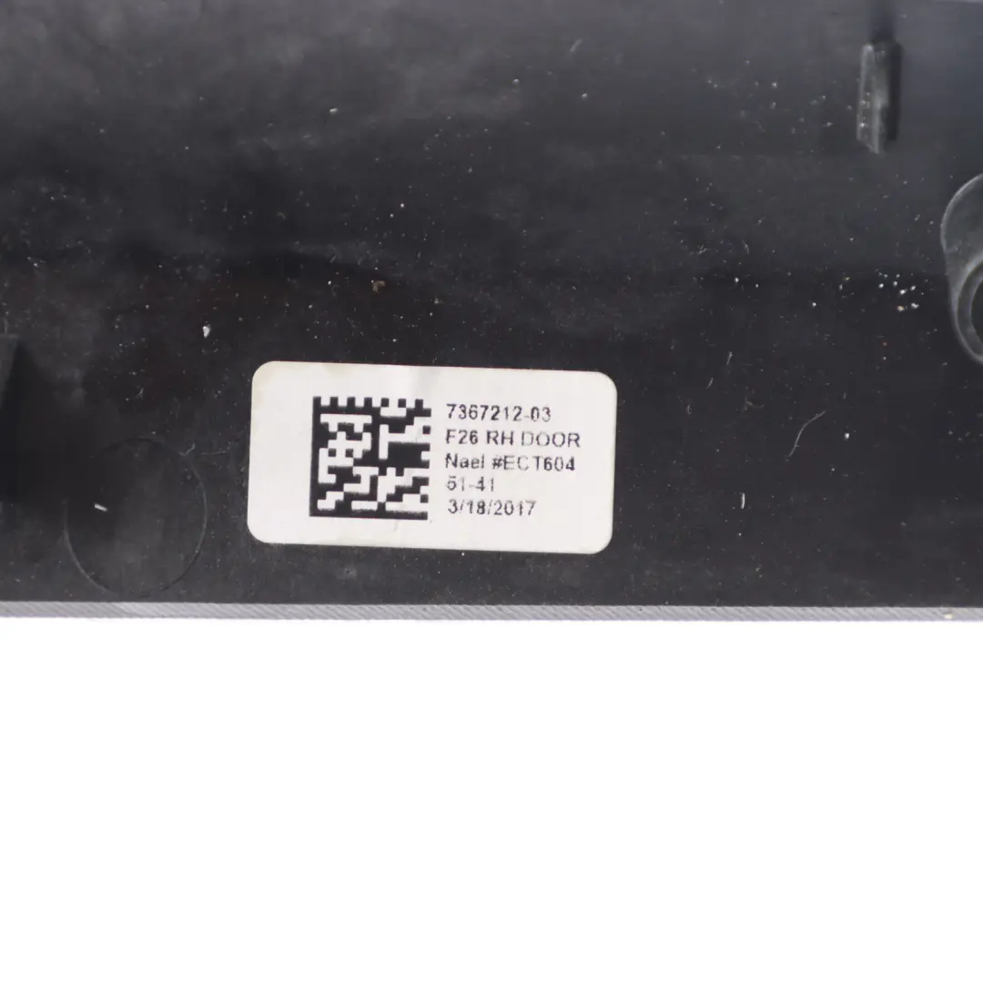 Door Card Right O/S Trim Panel Cover to BMW X3 F25 X4 F26 Rear with Part number 7367212 BMW X3 F25 X4 F26 Rear Door Card Right O/S Trim Panel Cover - SKU 7367212 - Part number 7367212