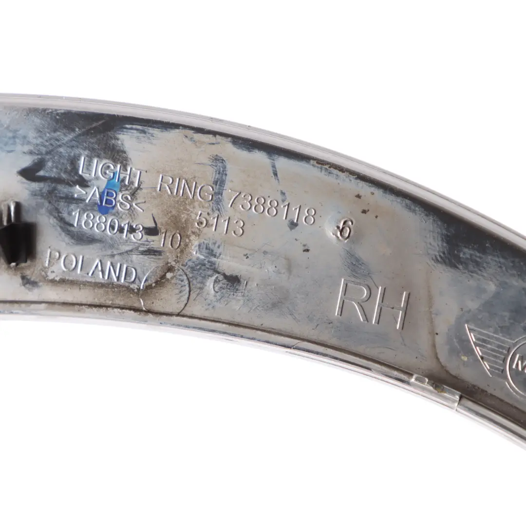 Front Lamp Headlight Surround Trim Chrome Right O/S to Mini F60 with Part number 7388118 Mini F60 Front Lamp Headlight Surround Trim Chrome Right O/S - SKU 7388118 - Part number 7388118