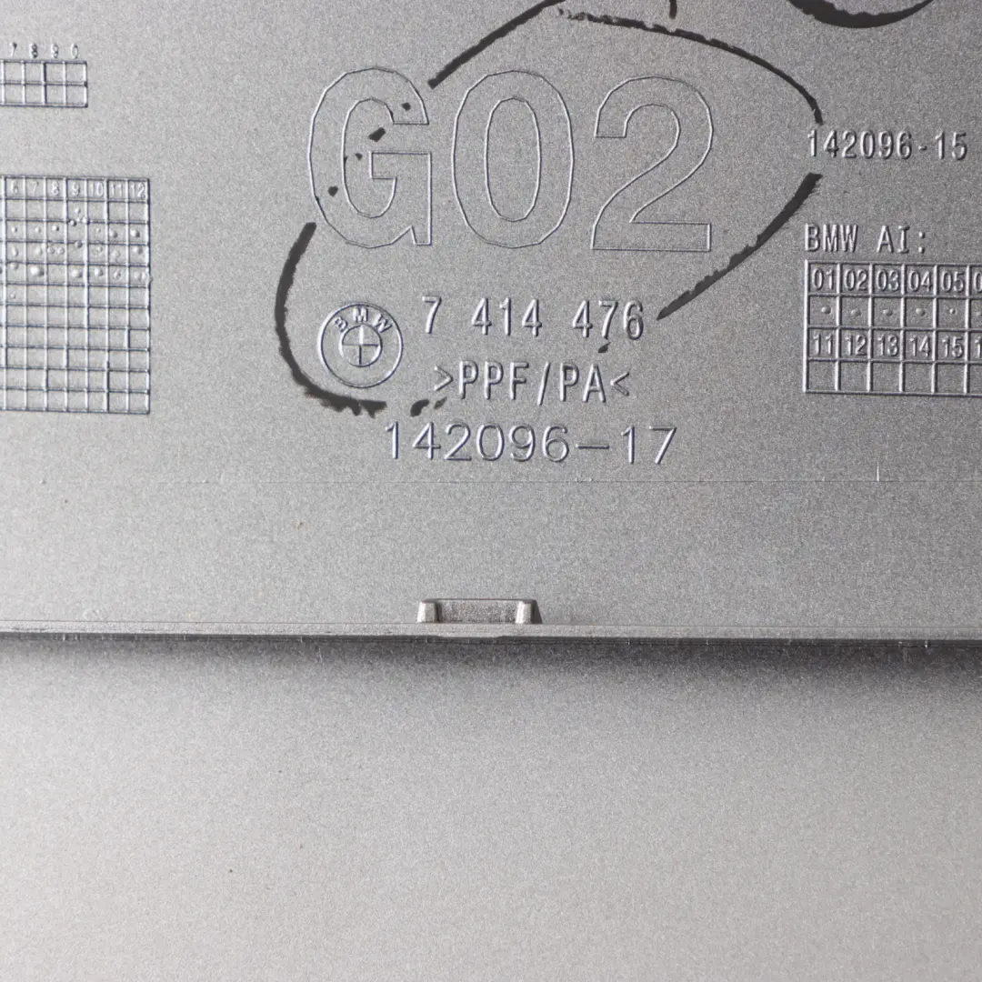 Fill In Filler Flap Cover Trim Donington Grey Metallic C28 to BMW F98 G02 Fuel Tank with Part number 7414476 BMW F98 G02 Fuel Tank Fill In Filler Flap Cover Trim Donington Grey Metallic C28 - SKU 7414476-DOM - Part number 7414476