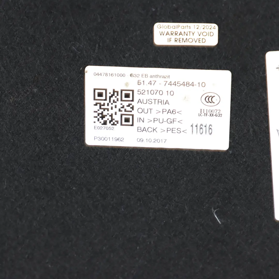 Boot Trunk Floor Panel Luggage Compartment Covering to BMW G32 GT with Part number 7445484 BMW G32 GT Boot Trunk Floor Panel Luggage Compartment Covering - SKU 7445484 - Part number 7445484