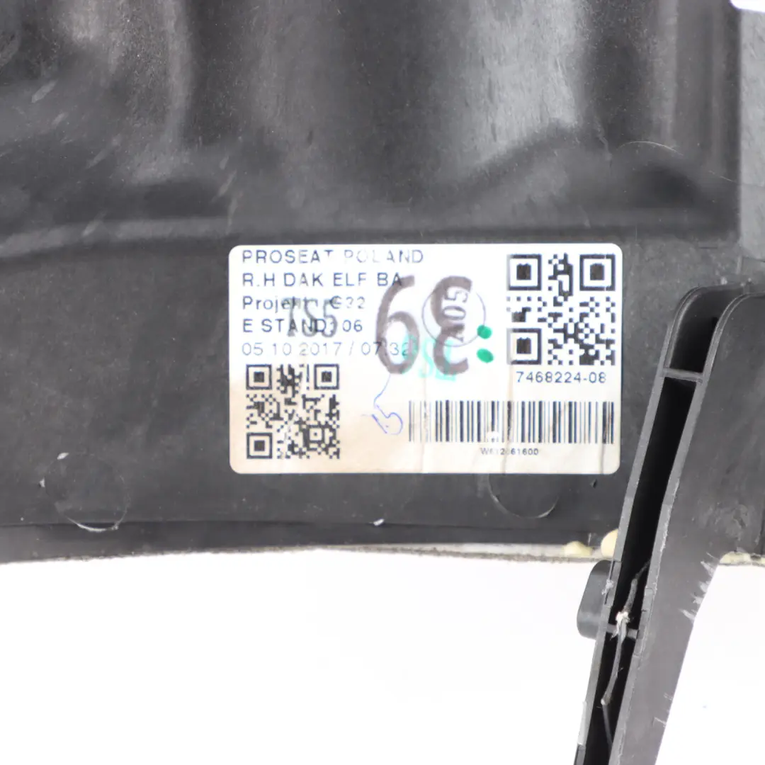 Backrest Lateral Panel Seat Right O/S Side Finisher Cover to BMW G32 Rear with Part number 7468224 BMW G32 Rear Backrest Lateral Panel Seat Right O/S Side Finisher Cover - SKU 7468224 - Part number 7468224