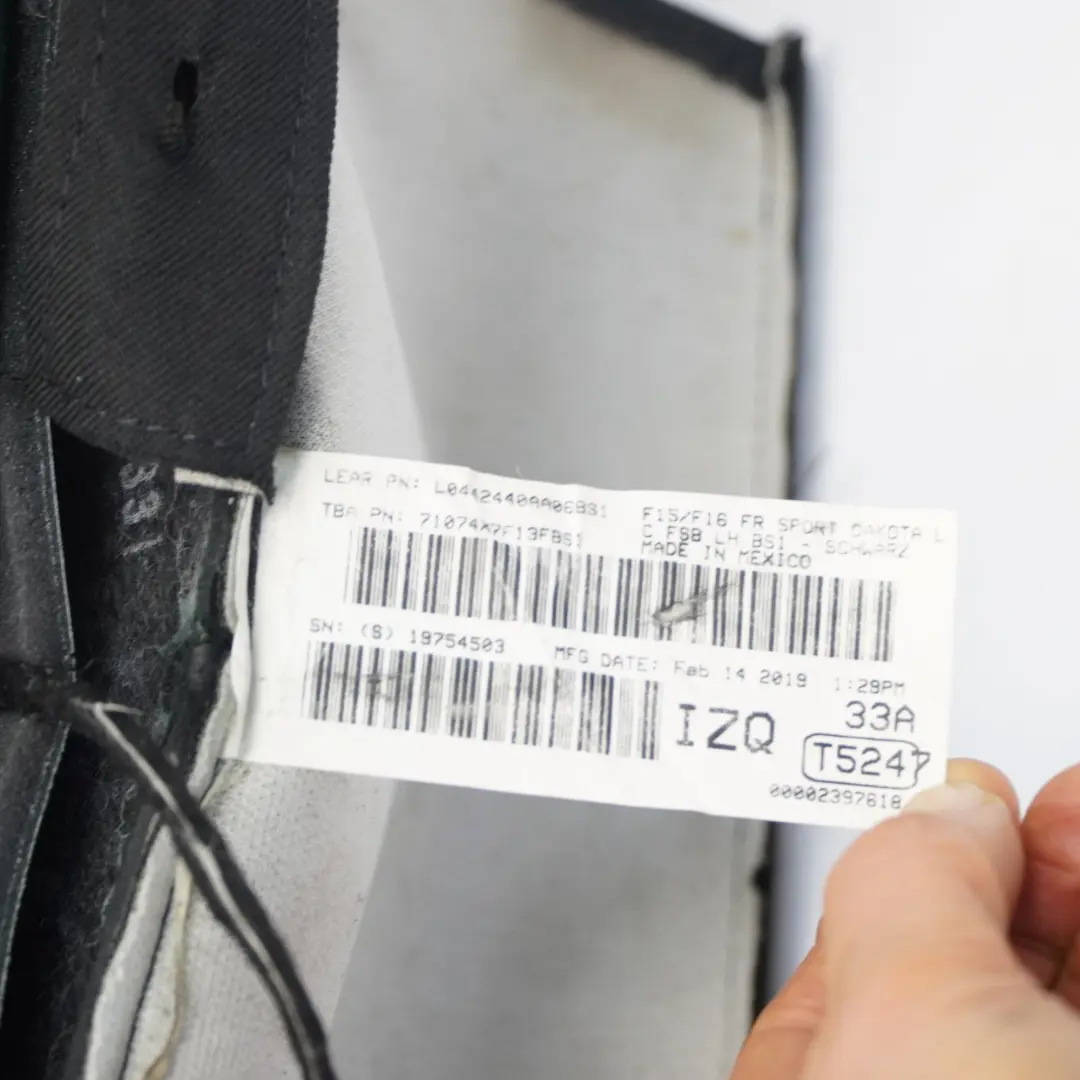 Oparcie Fotela Sport Podgrzewane Lewy Przód Czarna skóra do BMW X5 F15 X6 F16 o numerze 7480157 BMW X5 F15 X6 F16 Oparcie Fotela Sport Podgrzewane Lewy Przód Czarna skóra - SKU 7480157 - Numer Części 7480157