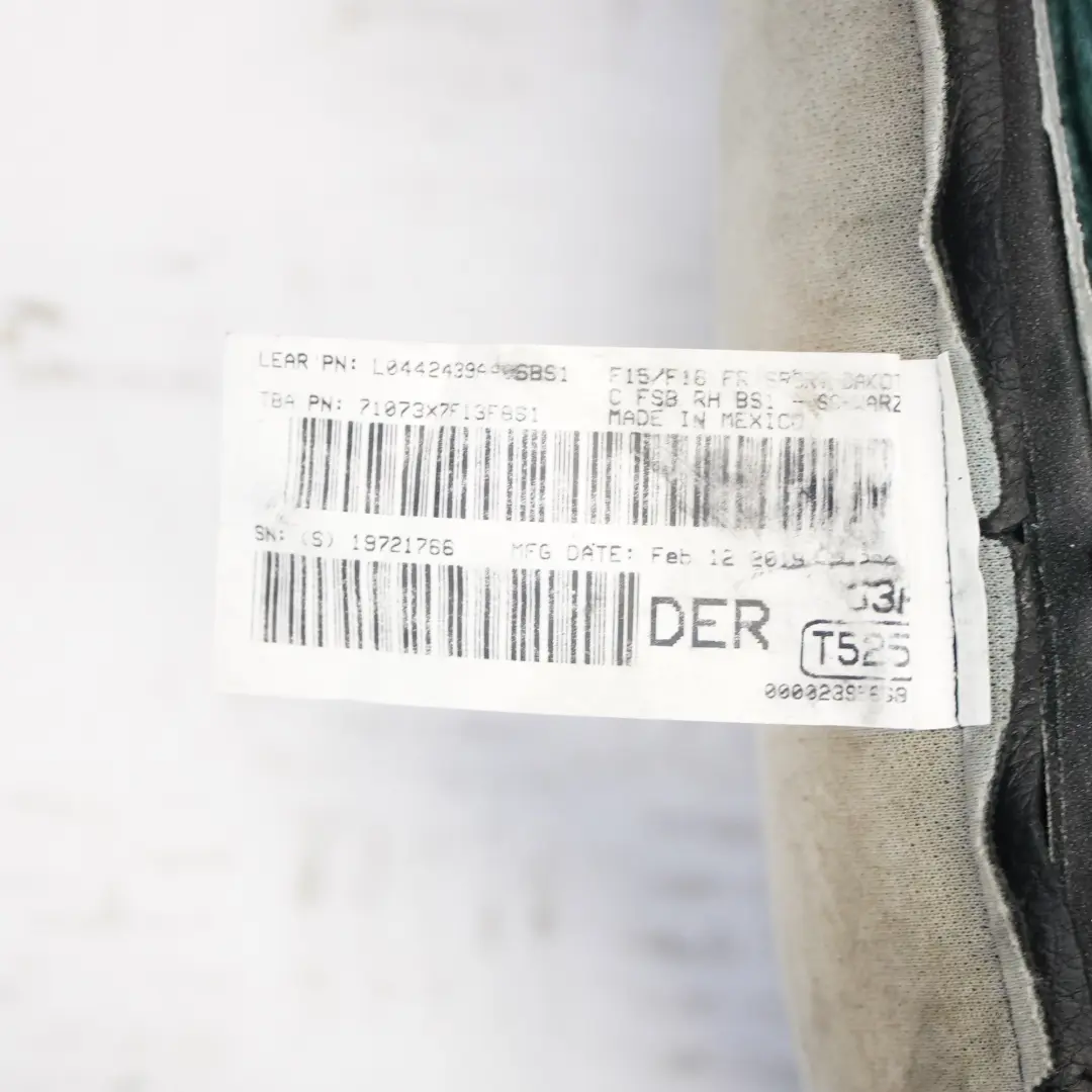 Housse de dossier BMW F15 F16 Siège avant droit chauffant Cuir Noir pour à propos du numéro de pièce 7480158 Housse de dossier BMW F15 F16 Siège avant droit chauffant Cuir Noir - SKU 7480158 - Numéro de pièce 7480158