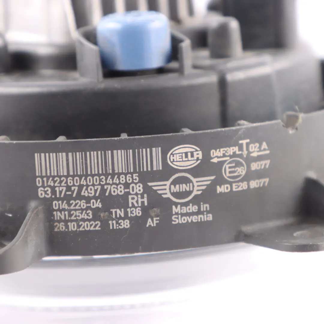 Front Fog Lamp Light Headlight Bumper Right O/S to Mini F54 LCI F55 F56 F57 with Part number 7497768 Mini F54 LCI F55 F56 F57 Front Fog Lamp Light Headlight Bumper Right O/S - SKU 7497768 - Part number 7497768