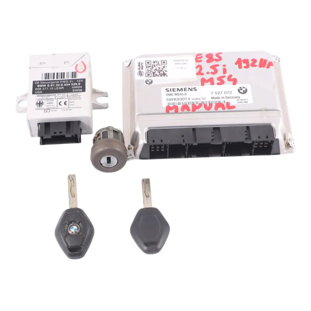 BMW Z4 E85 2.5i Engine M54 192HP Engine ECU Kit EWS3 + 2 Keys Manual - SKU 7527072-10 - Part number 7527072