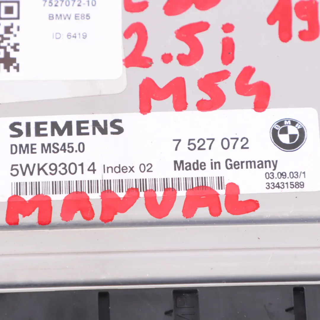 Motore M54 192HP Motore ECU Kit EWS3 2 chiavi Manuale per BMW Z4 E85 2.5i con numero di parte 7527072 BMW Z4 E85 2.5i Motore M54 192HP Motore ECU Kit EWS3 2 chiavi Manuale - SKU 7527072-10 - Numero di parte 7527072