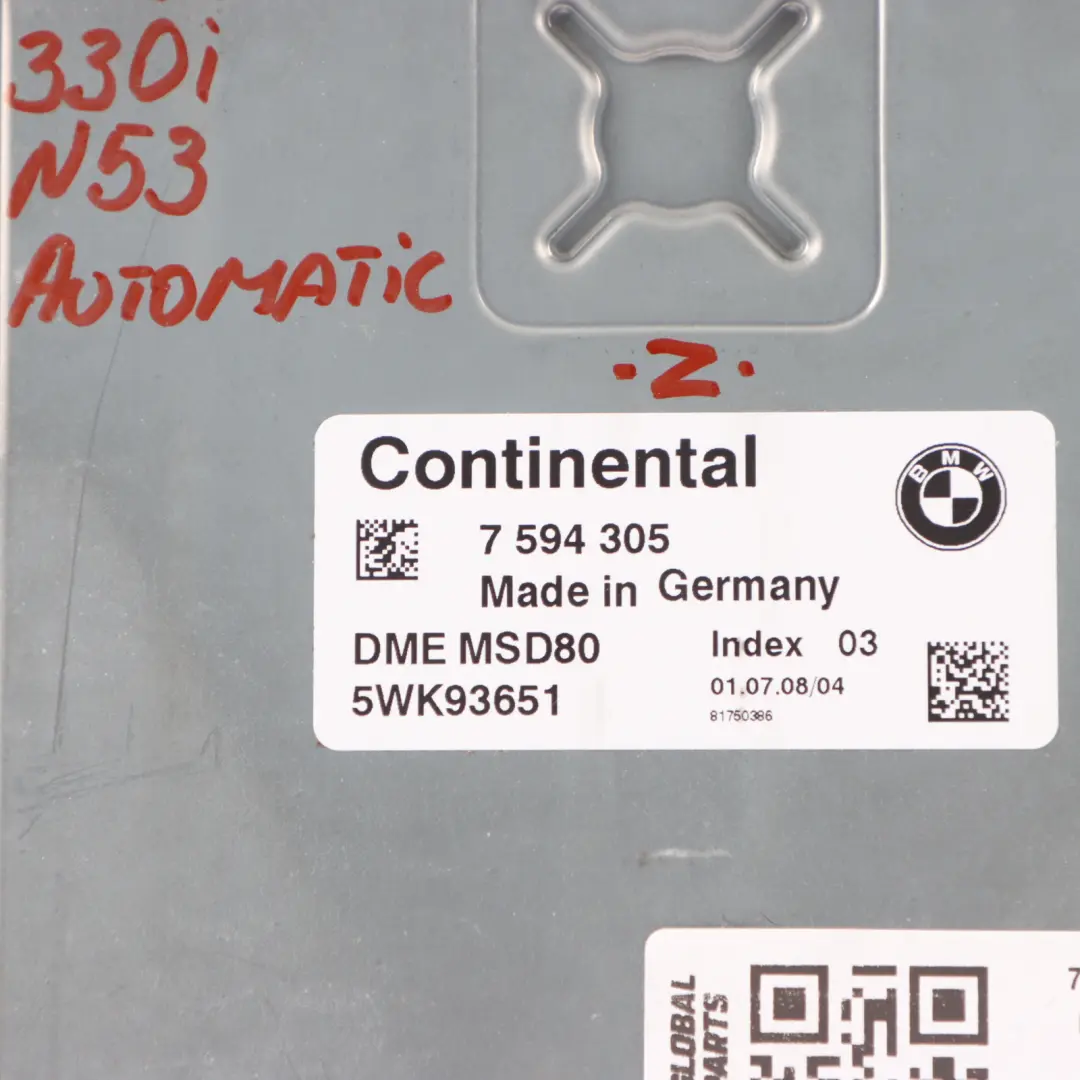 N53 272HP ECU DME Kit CAS3 + Key Automatic to BMW E90 E91 E92 330i with Part number 7594305 BMW E90 E91 E92 330i N53 272HP ECU DME Kit CAS3 + Key Automatic - SKU 7594305-4 - Part number 7594305