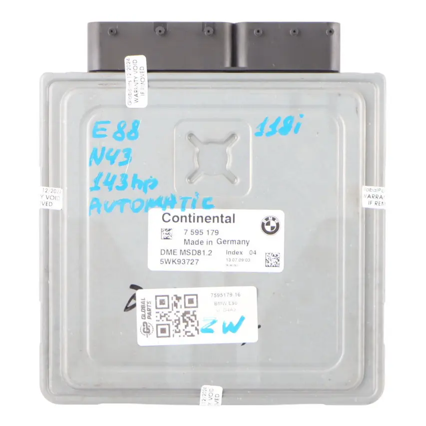 N43 Engine Control Unit ECU DME Automatic to BMW E81 E87 LCI E90 E91 Petrol with Part number 7595179 BMW E81 E87 LCI E90 E91 Petrol N43 Engine Control Unit ECU DME Automatic - SKU 7595179-16 - Part number 7595179