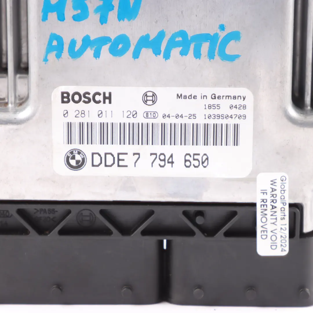 M57N 218HP Engine Control Unit ECU DDE Automatic to BMW E60 E61 530d Diesel with Part number 7794650 BMW E60 E61 530d Diesel M57N 218HP Engine Control Unit ECU DDE Automatic - SKU 7794650-3 - Part number 7794650