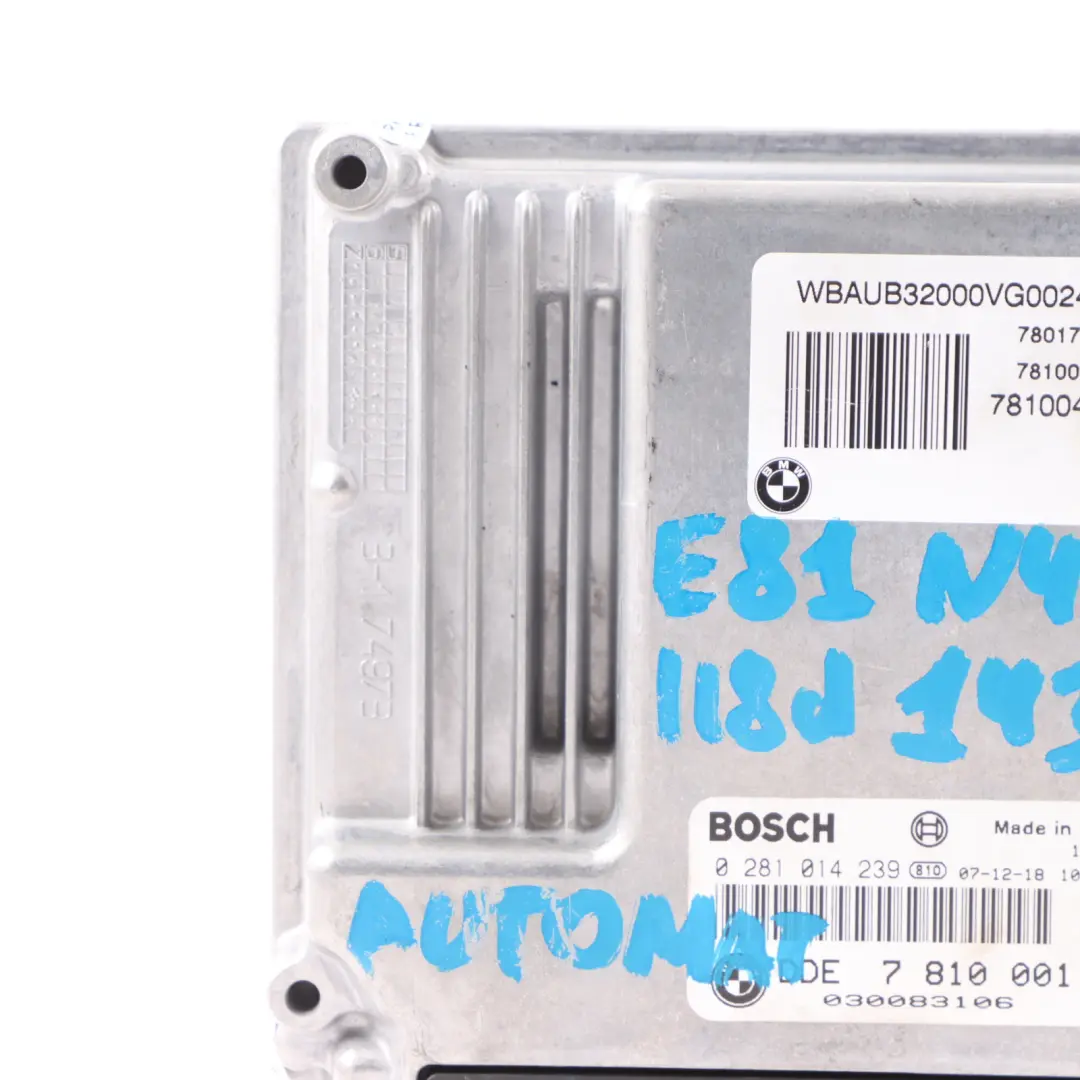N47 Diesel Engine DDE ECU Control Unit Automatic to BMW E81 E87 LCI E90 with Part number 7810001 BMW E81 E87 LCI E90 N47 Diesel Engine DDE ECU Control Unit Automatic - SKU 7810001-4 - Part number 7810001