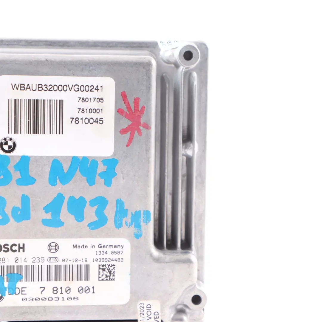 N47 Diesel Engine DDE ECU Control Unit Automatic to BMW E81 E87 LCI E90 with Part number 7810001 BMW E81 E87 LCI E90 N47 Diesel Engine DDE ECU Control Unit Automatic - SKU 7810001-4 - Part number 7810001
