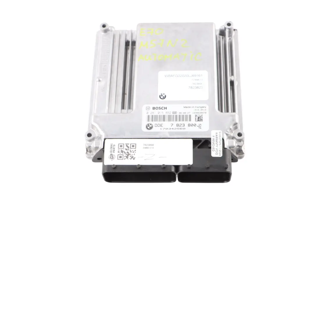 3.0sd M57N2 286HP Engine Control Unit ECU Automatic to BMW X5 E70 with Part number 7823800 BMW X5 E70 3.0sd M57N2 286HP Engine Control Unit ECU Automatic - SKU 7823800 - Part number 7823800