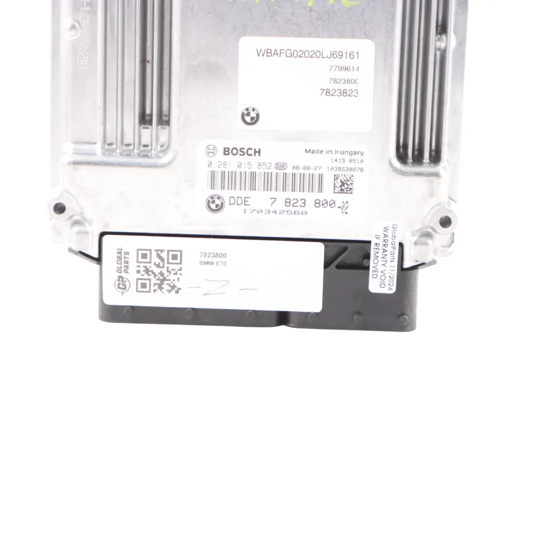 3.0sd M57N2 286HP Engine Control Unit ECU Automatic to BMW X5 E70 with Part number 7823800 BMW X5 E70 3.0sd M57N2 286HP Engine Control Unit ECU Automatic - SKU 7823800 - Part number 7823800