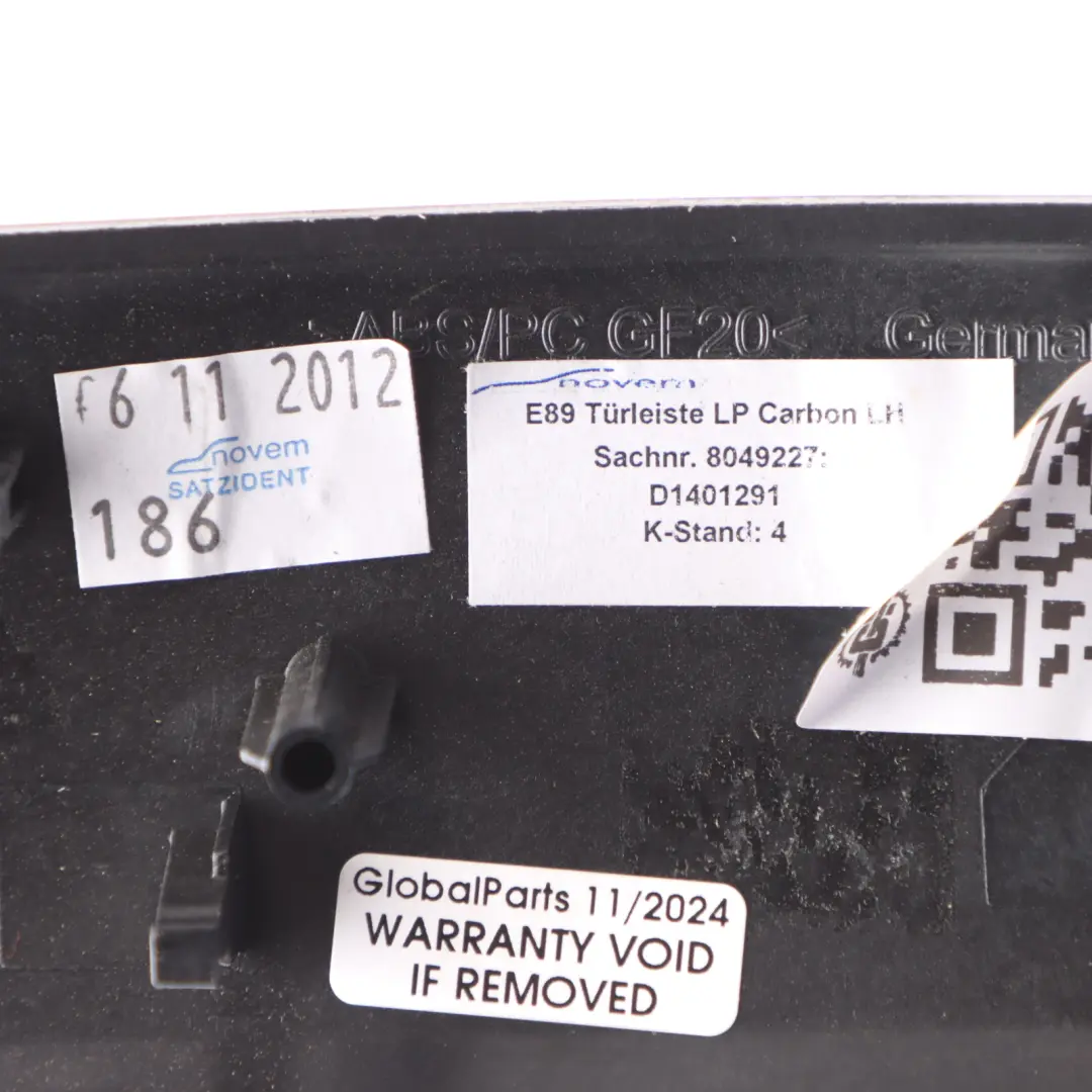 Poignée Intérieure Ouvre-Porte Avant Gauche Aluminium Carbone pour BMW Z4 E89 à propos du numéro de pièce 8049227 BMW Z4 E89 Poignée Intérieure Ouvre-Porte Avant Gauche Aluminium Carbone - SKU 8049227 - Numéro de pièce 8049227