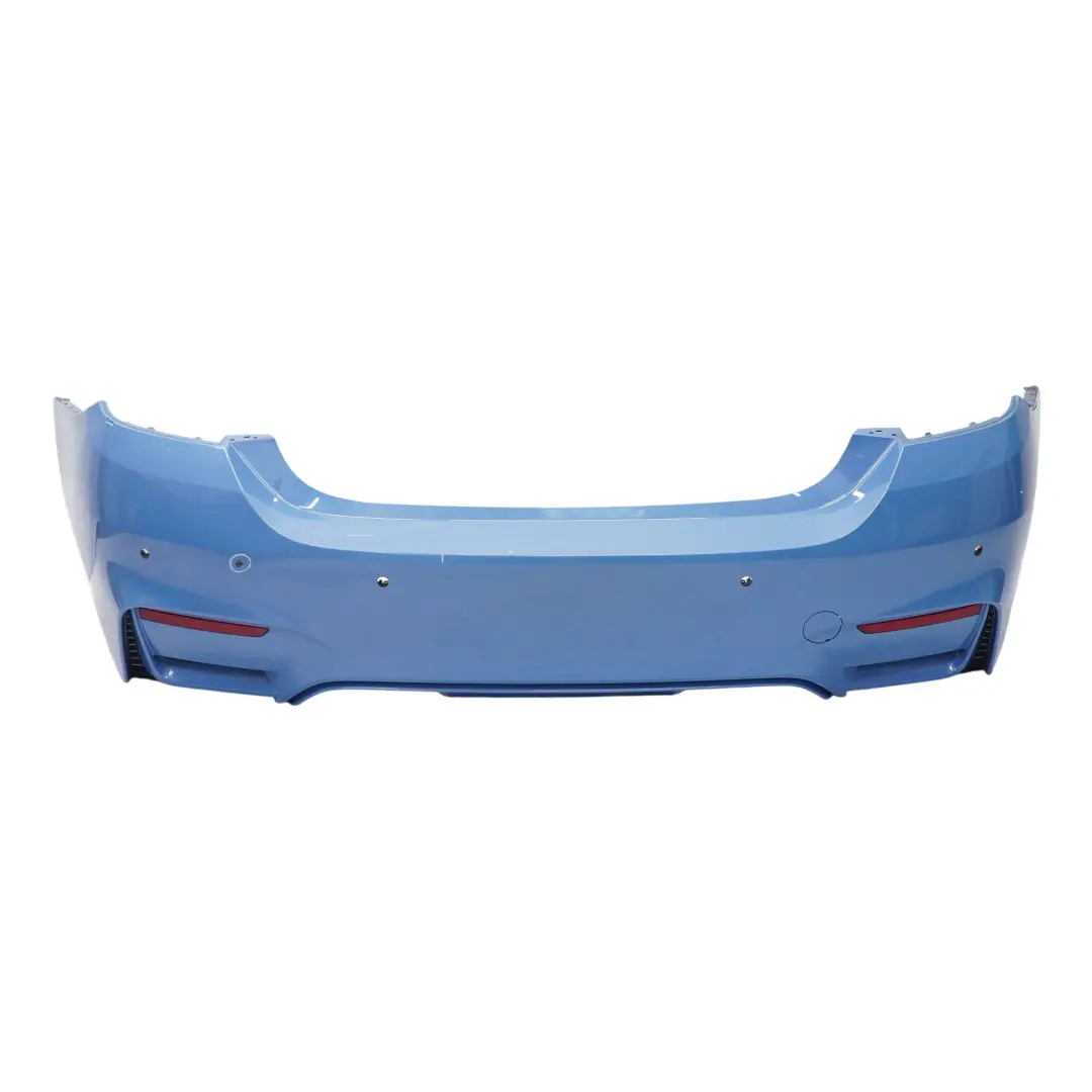 Complete Rear Bumper PDC Yas Marina Blue Metallic - B68 to BMW F82 F83 M4 with Part number 8056223 BMW F82 F83 M4 Complete Rear Bumper PDC Yas Marina Blue Metallic - B68 - SKU 8056223-YMB - Part number 8056223