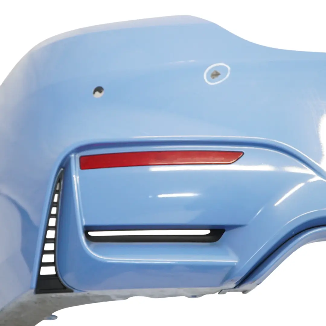 Complete Rear Bumper PDC Yas Marina Blue Metallic - B68 to BMW F82 F83 M4 with Part number 8056223 BMW F82 F83 M4 Complete Rear Bumper PDC Yas Marina Blue Metallic - B68 - SKU 8056223-YMB - Part number 8056223