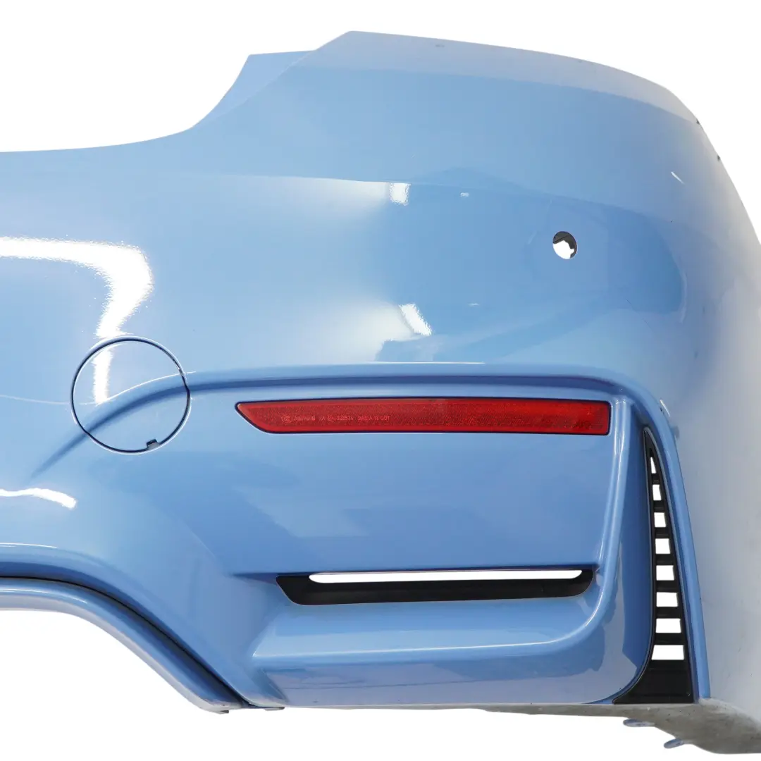 Complete Rear Bumper PDC Yas Marina Blue Metallic - B68 to BMW F82 F83 M4 with Part number 8056223 BMW F82 F83 M4 Complete Rear Bumper PDC Yas Marina Blue Metallic - B68 - SKU 8056223-YMB - Part number 8056223
