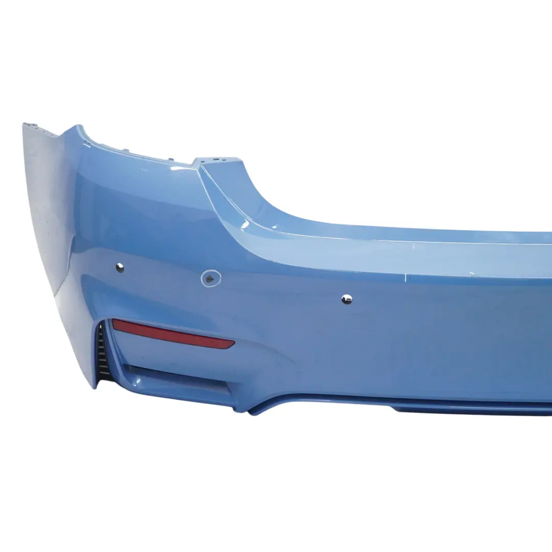 Complete Rear Bumper PDC Yas Marina Blue Metallic - B68 to BMW F82 F83 M4 with Part number 8056223 BMW F82 F83 M4 Complete Rear Bumper PDC Yas Marina Blue Metallic - B68 - SKU 8056223-YMB - Part number 8056223