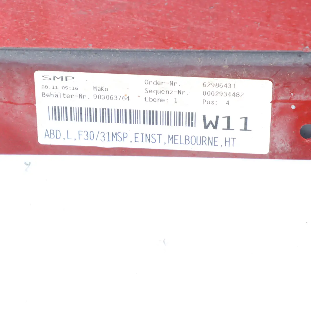 Side Skirt M Sport Sill Strip Left N/S Melbourne Red Metallic - A75 to BMW F30 F31 with Part number 8056579 BMW F30 F31 Side Skirt M Sport Sill Strip Left N/S Melbourne Red Metallic - A75 - SKU 8056579-MRT - Part number 8056579