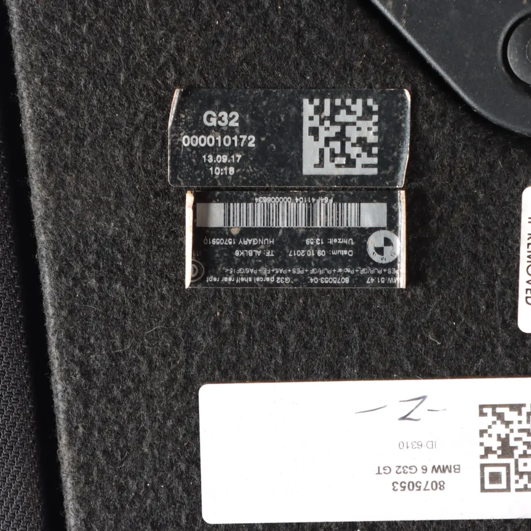 BMW G32 Półka Bagażnika Antracyt - SKU 8075053 - Numer Części 8075053