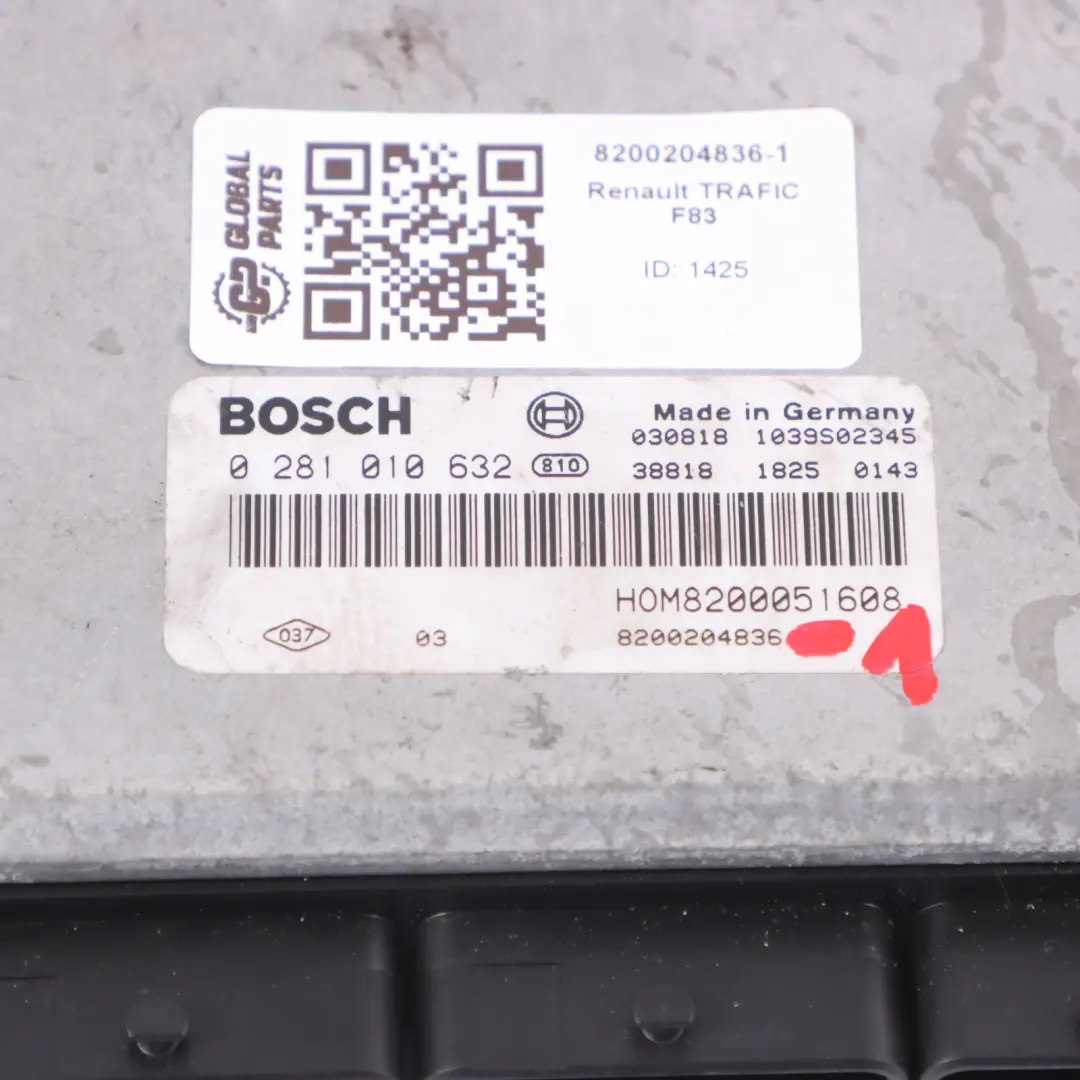 Renault Trafic II F83 1.9 DCI F9Q 760 Kit centralina motore - SKU 8200204836-1 - Numero di parte 8200204836