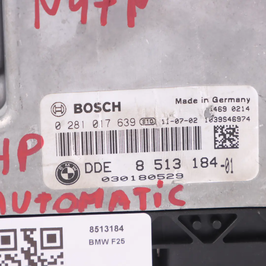 BMW X3 F25 20dX Diesel N47N 184HP Engine Module ECU DDE Automatic - SKU 8513184 - Part number 8513184