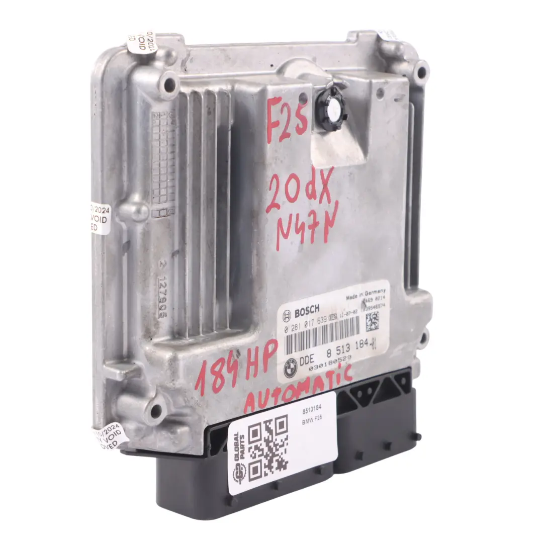 20dX Diesel N47N 184HP Engine Module ECU DDE Automatic to BMW X3 F25 with Part number 8513184 BMW X3 F25 20dX Diesel N47N 184HP Engine Module ECU DDE Automatic - SKU 8513184 - Part number 8513184