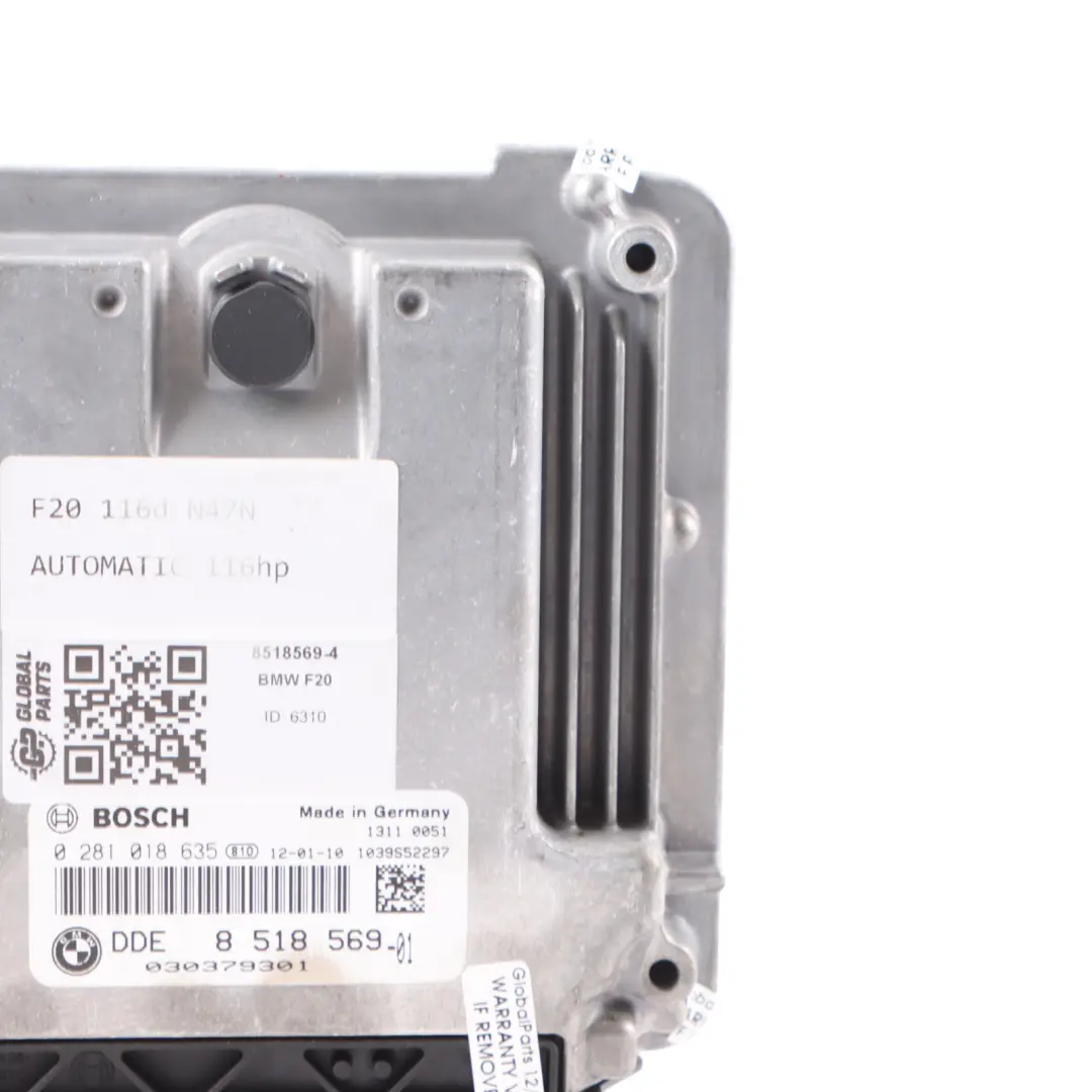 N47N 116d 316d Engine Control Unit ECU DDE Automatic to BMW F20 F21 F30 F31 with Part number 8518569 BMW F20 F21 F30 F31 N47N 116d 316d Engine Control Unit ECU DDE Automatic - SKU 8518569-4 - Part number 8518569
