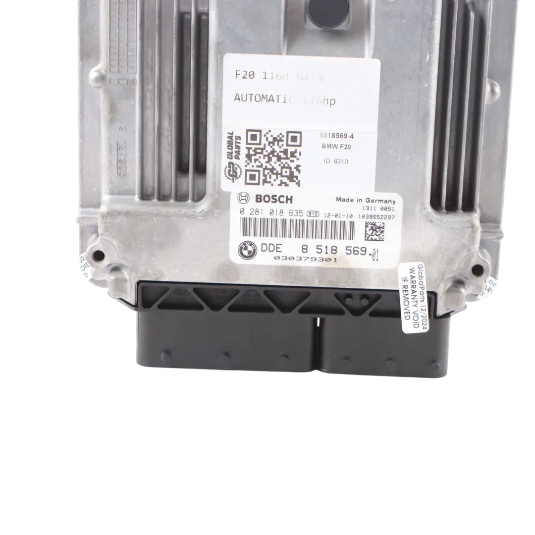 N47N 116d 316d Engine Control Unit ECU DDE Automatic to BMW F20 F21 F30 F31 with Part number 8518569 BMW F20 F21 F30 F31 N47N 116d 316d Engine Control Unit ECU DDE Automatic - SKU 8518569-4 - Part number 8518569
