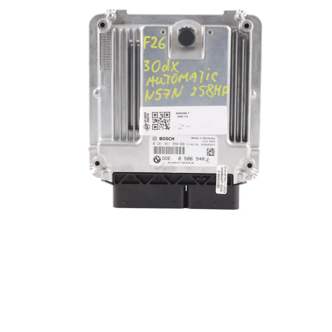 30dX N57N 258HP Control Unit ECU Kit DDE CAS4 + Keys to BMW X3 F25 X4 F26 with Part number 8586540 BMW X3 F25 X4 F26 30dX N57N 258HP Control Unit ECU Kit DDE CAS4 + Keys - SKU 8586540-7 - Part number 8586540