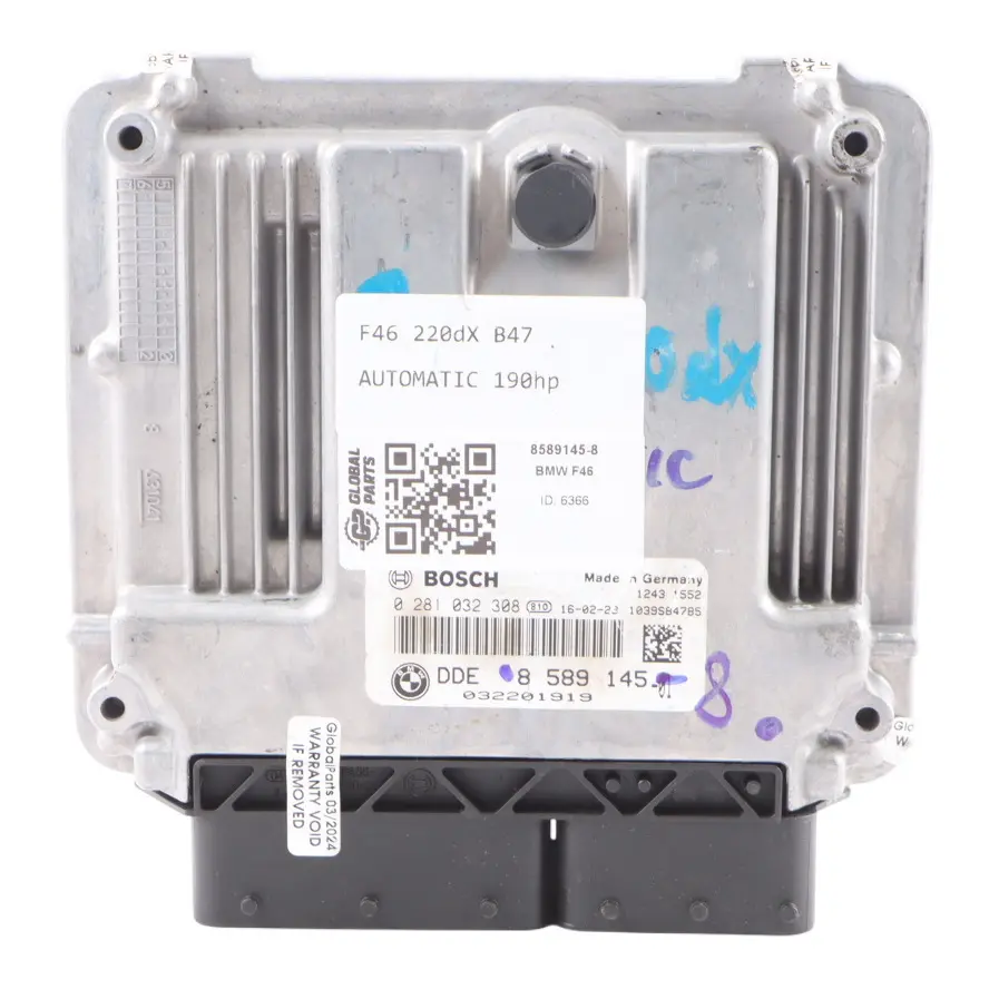 220dX B47 190HP Engine Control Unit Module ECU DDE Automatic to BMW F46 with Part number 8589145 BMW F46 220dX B47 190HP Engine Control Unit Module ECU DDE Automatic - SKU 8589145-8 - Part number 8589145