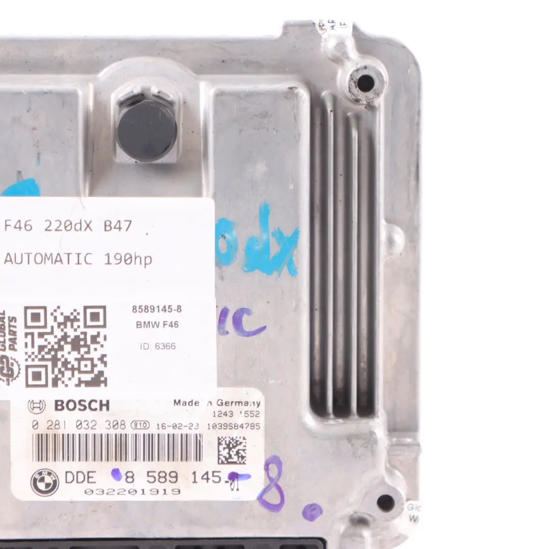 BMW F46 220dX B47 190HP Engine Control Unit Module ECU DDE Automatic - SKU 8589145-8 - Part number 8589145
