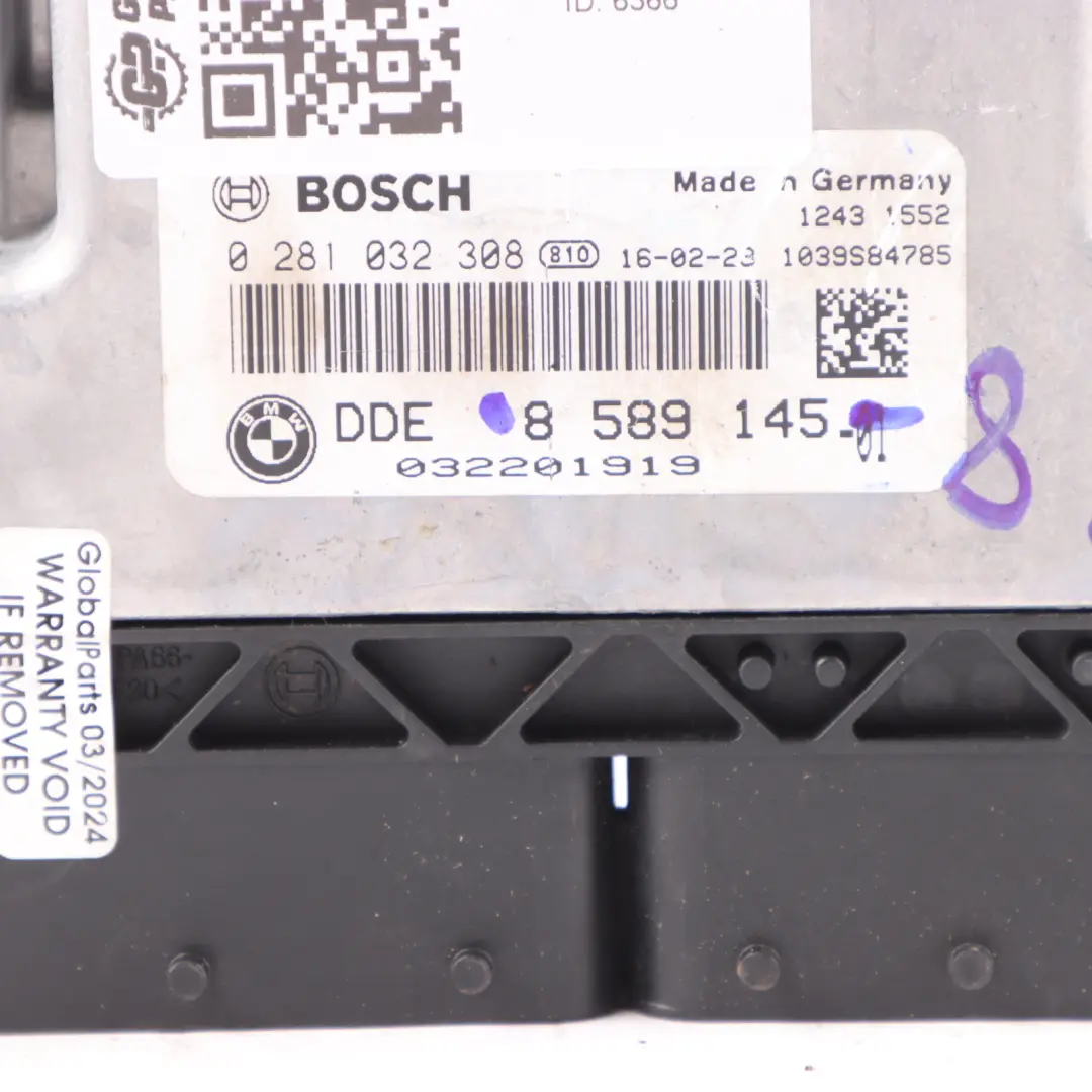BMW F46 220dX B47 190HP Engine Control Unit Module ECU DDE Automatic - SKU 8589145-8 - Part number 8589145