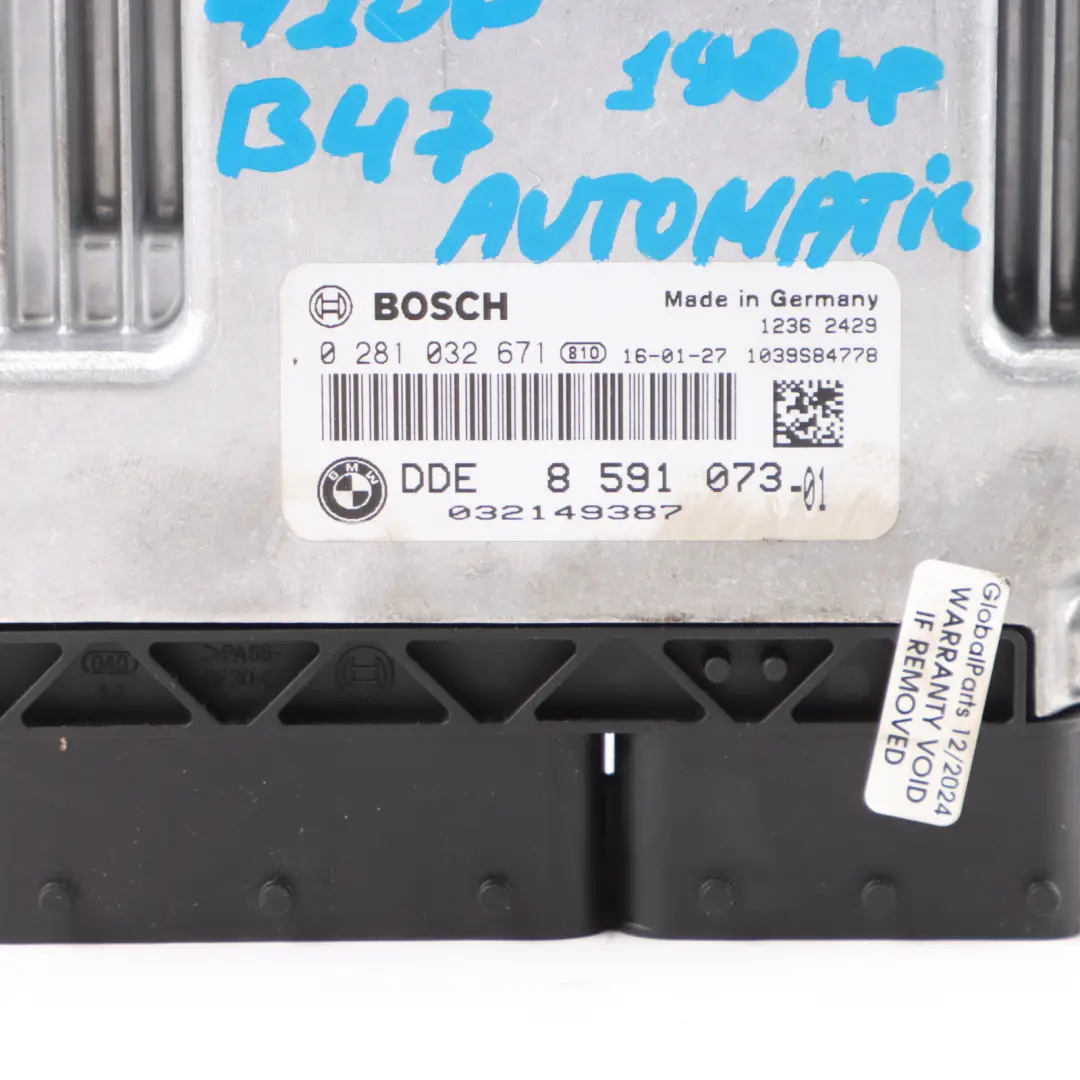 B47 Diesel 190HP Engine ECU DDE Kit FEM + Key Automatic to BMW F32 420d with Part number 8591073 BMW F32 420d B47 Diesel 190HP Engine ECU DDE Kit FEM + Key Automatic - SKU 8591073-9 - Part number 8591073