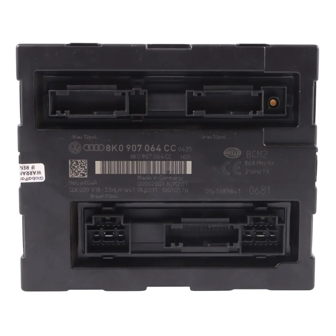 Moduł Komfortu Sterownik BCM Moduł ECU do Audi A4 B8 o numerze 8K0907064CC Audi A4 B8 Moduł Komfortu Sterownik BCM Moduł ECU - SKU 8K0907064CC - Numer Części 8K0907064CC