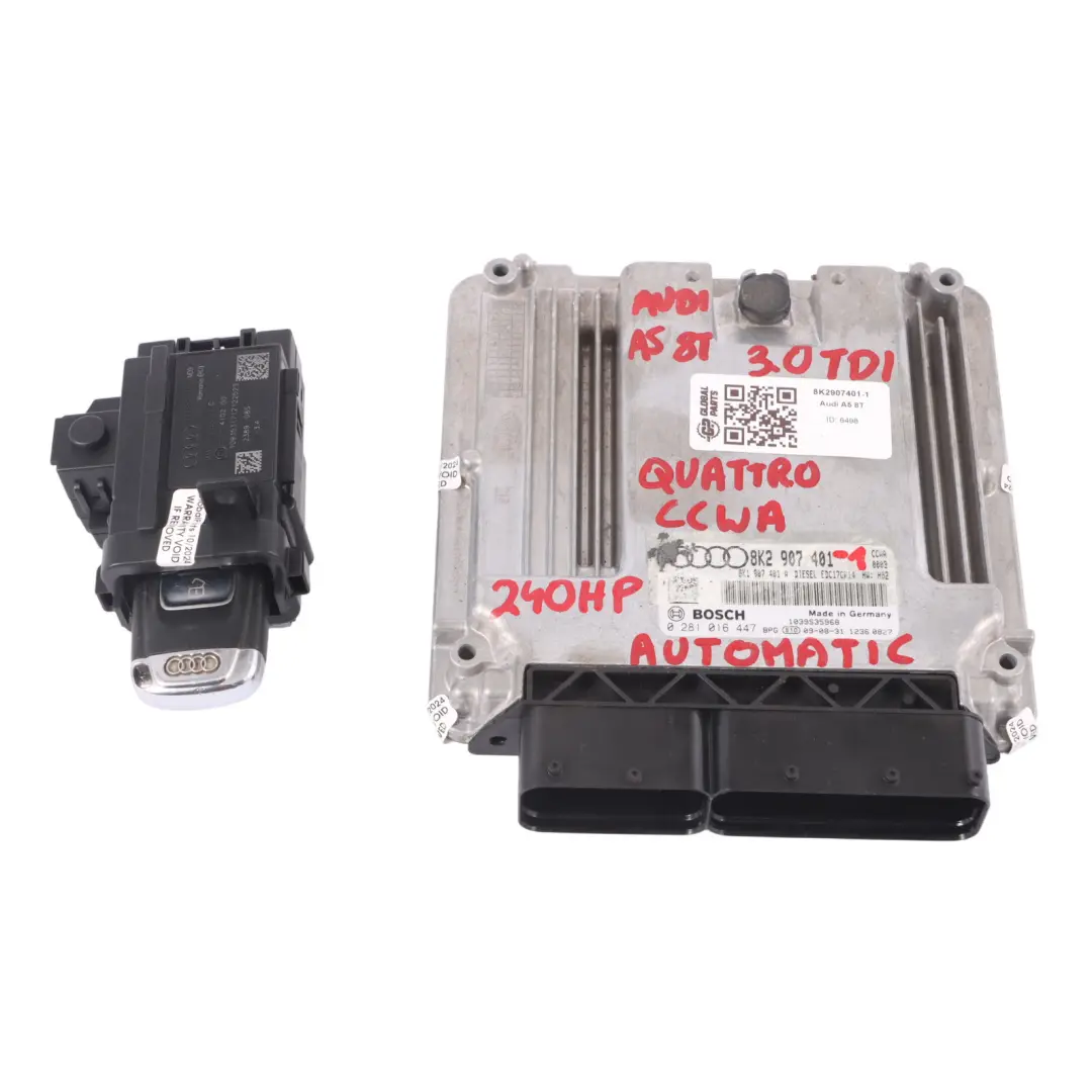 CCWA 240HP Engine ECU Kit 8K0907401 Ignition + Key Automatic Audi A5 8T 3.0 TDI - SKU 8K2907401-1 - Part number 8K2907401
