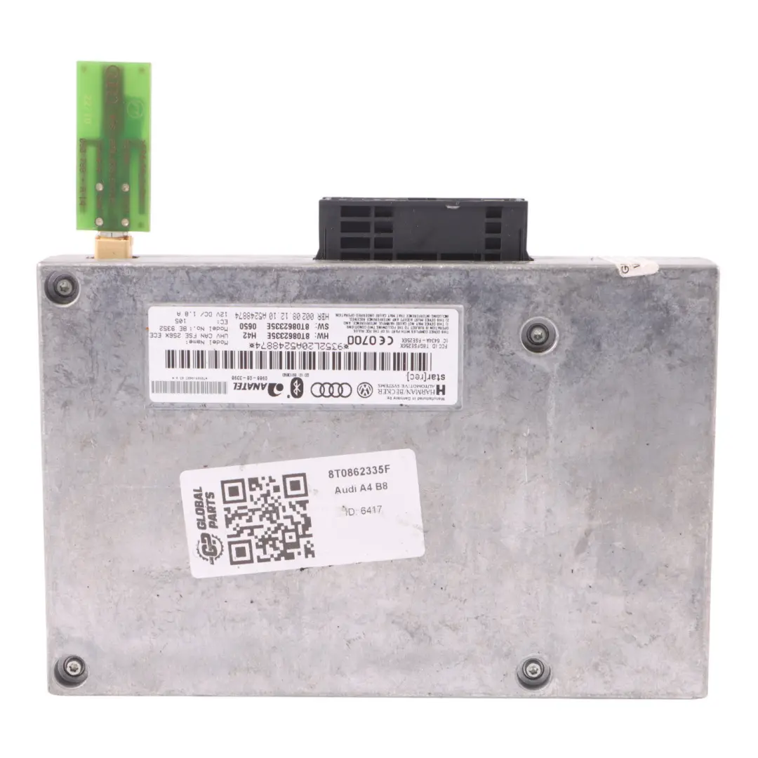 Módulo de control de interfaz multimedia Bluetooth 8T0862335B para Audi A4 B8 con número de pieza 8T0862335F Audi A4 B8 Módulo de control de interfaz multimedia Bluetooth 8T0862335B - SKU 8T0862335F - Número de pieza 8T0862335F