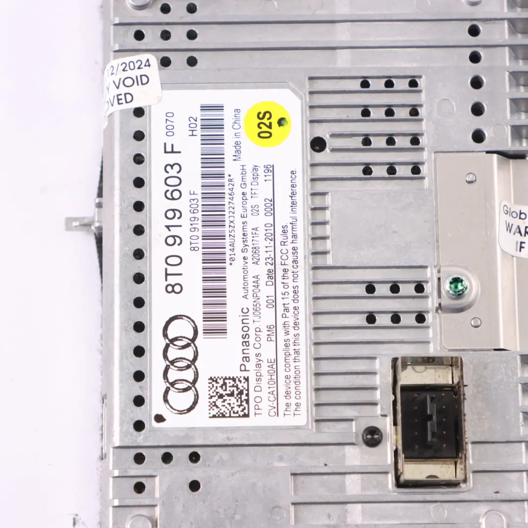 Audi A4 B8 AV10NEO Pantalla Radio Multimedia Navegación Sat 8T0919603A - SKU 8T0919603F - Número de pieza 8T0919603F