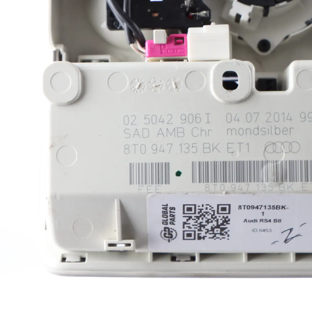 Audi A5 8T Front Roof Reading Courtesy Light Interior Lamp Panel - SKU 8T0947135BK-1 - Part number 8T0947135BK
