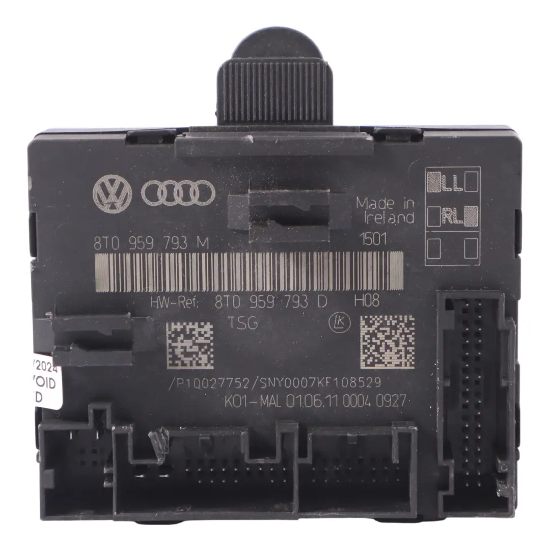 Front Door Control Module Left N/S Driver's Side Unit to Audi A5 8T with Part number 8T0959793M Audi A5 8T Front Door Control Module Left N/S Driver's Side Unit - SKU 8T0959793M - Part number 8T0959793M