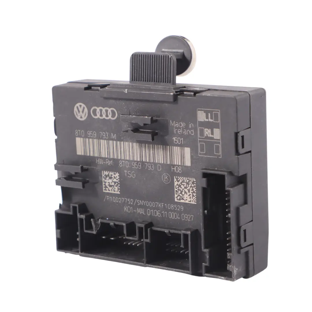 Módulo Control Puerta Delantera Izquierda Lado Conductor para Audi A5 8T con número de pieza 8T0959793M Audi A5 8T Módulo Control Puerta Delantera Izquierda Lado Conductor - SKU 8T0959793M - Número de pieza 8T0959793M
